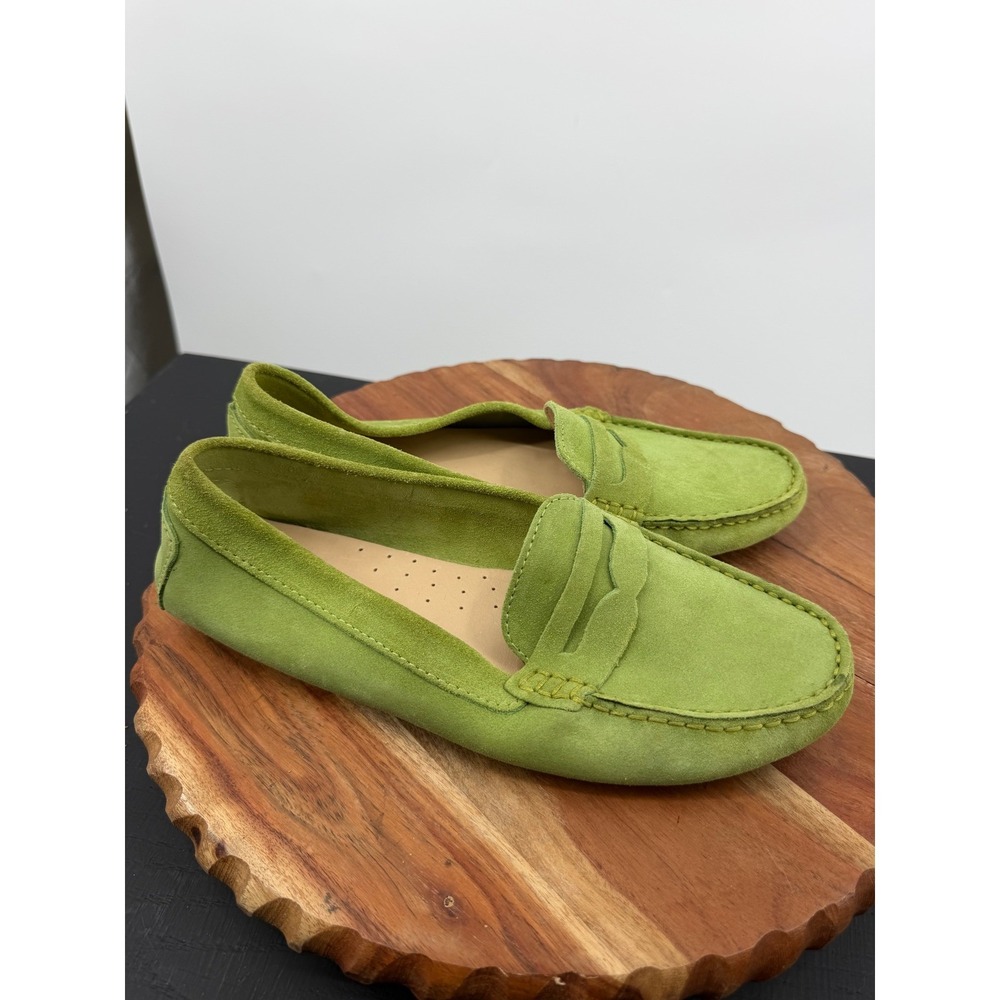 Massimo Matteo Penny Driver Loafers Women Size 9.5 Lime Green Suede Shoes